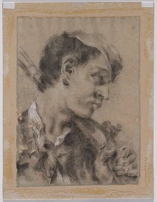 Head of a Young Man in Profile with a Gun over His Shoulder — Giovanni Battista Piazzetta