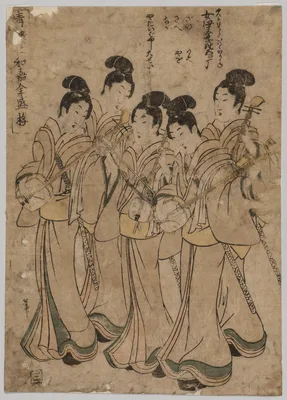 Young Women with Musical Instruments — Kikukawa Eizan