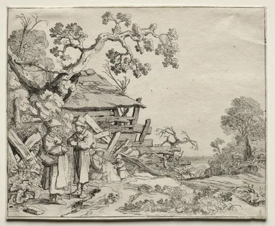 Landscape with Two Peasants Conversing — Pieter de Molijn