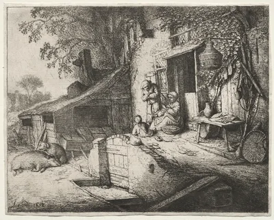 The Woman Spinning — Adrian Ostade