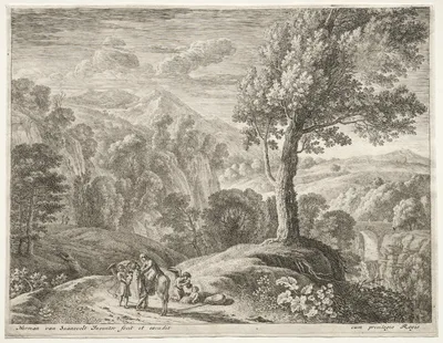 The Flight into Egypt: The Large Tree and the Cascade — Herman van Swanevelt