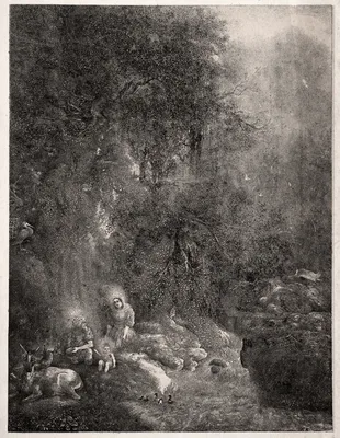 Holy Family with Deer — Rodolphe Bresdin