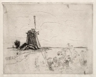 Mill and Weeds, Holland — John Henry Twachtman