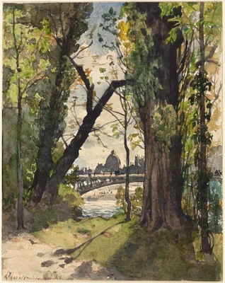 View of the Institut de France from the Foot of the Pont Royal — Henri Harpignies