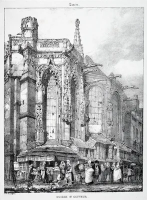 Restes et Fragmens d'Architecture du Moyen Age:  Église St. Sauveur, Caën — Richard Parkes Bonington