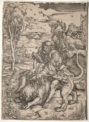 Samson Killing the Lion — Albrecht Dürer