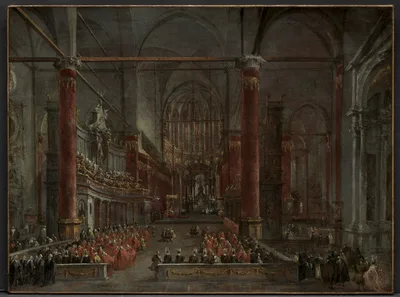 Pontifical Ceremony in SS. Giovanni e Paolo, Venice, 1782 — Francesco Guardi