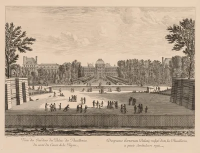 Vue du palais et des jardins des Tuileries, du côté du cours la Reine — Israel Silvestre