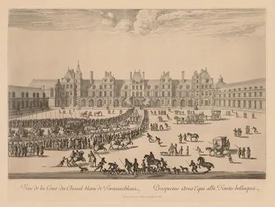 Vue de la Cour du Cheval-Blanc de Fontainebleau — Israel Silvestre