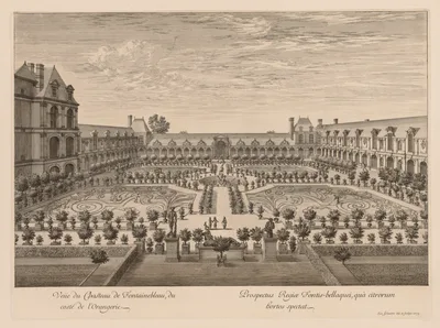 Vue du Château de Fontainebleau, du côté de l'Orangerie — Israel Silvestre