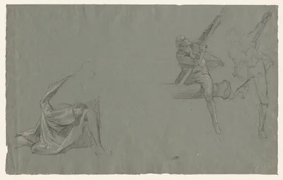 Drapery Study; Two Figures Pulling a Pole — John Singleton Copley