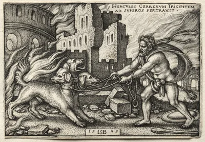 The Labors of Hercules: Hercules Dragging Cerberus from the Underworld — Hans Sebald Beham