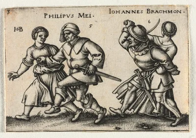 The Peasant Wedding or the Twelve Months:  5-Philipus Mei 6-Johannes Brachmon — Hans Sebald Beham