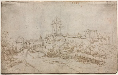 View of a Castle (recto) — Wolf Huber