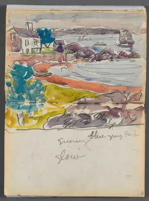 Sketchbook- The Granite Shore Hotel, Rockport, page 138 & 139: "Evening Glow" — Maurice Prendergast