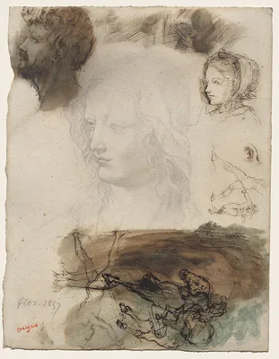 Sheet of Studies and Sketches — Edgar Degas