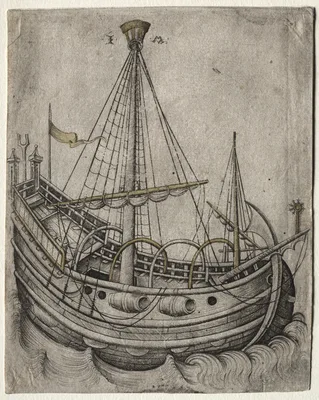 A Ship Moving Toward the Right — Israhel van Meckenem