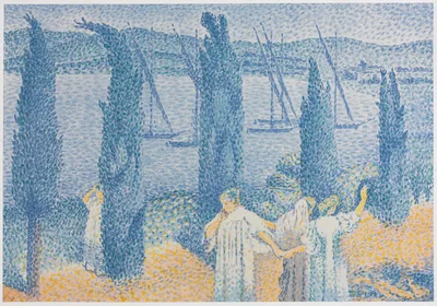 The Promenade (Landscape with Cypresses) — Henri-Edmond Cross