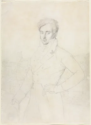 Portrait of a Young Man Standing on the Quirinal with the Turris Comitum in the Background — Jean-Auguste-Dominique Ingres