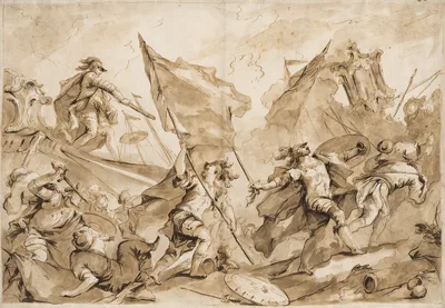 Jacopo Marcello Directing the Assault of Gallipoli — Giovanni Antonio Guardi