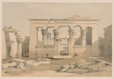 Egypt and Nubia:  Volume I - No. 28, Portico of the Temple of Kalabshi — Louis Haghe