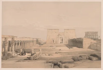 Egypt and Nubia:  Volume I - No. 42, Grand Approach to the Temple of Philae, Nubia — Louis Haghe