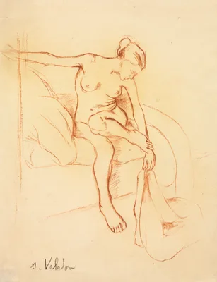 Nude Woman Seated on a Bed — Suzanne Valadon