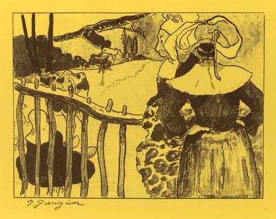 Volpini Suite:  Breton Women by a Gate (Bretonnes à la Barrière) — Paul Gauguin