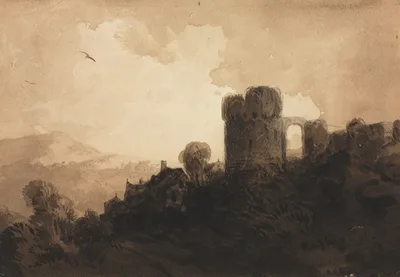 Landscape with Castle Ruin — Richard Parkes Bonington