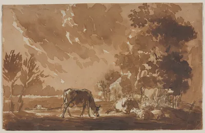 Landscape with Cattle (recto) — Jules Dupré