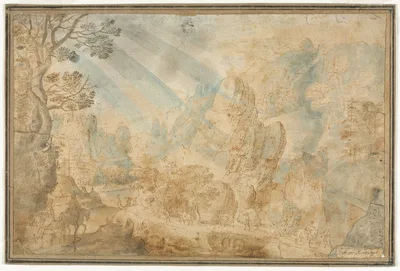 Mountain Landscape with Figures — Anton Mirou