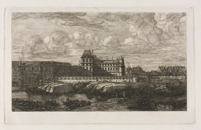The Old Louvre from a Painting by Zeeman, 1651 — Charles Méryon