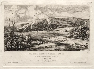 The Little French Colony at Akaroa, 1845 — Charles Méryon