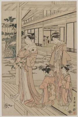 Courtesan Standing on a Veranda — Utagawa Toyokuni I
