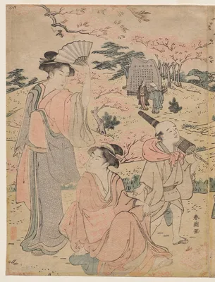 Women Viewing Cherry Blossoms at Asukayama — Katsukawa Shuncho