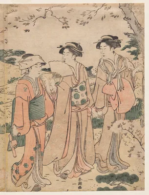 Women Viewing Cherry Blossoms at Asukayama — Katsukawa Shuncho