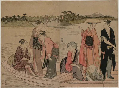 Passengers in a Ferry Boat on the Sumida River — Torii Kiyonaga