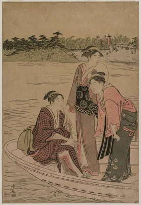 Passengers in a Ferry Boat on the Sumida River — Torii Kiyonaga