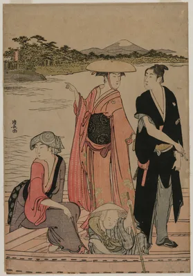 Passengers in a Ferry Boat on the Sumida River — Torii Kiyonaga