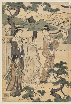 The Matsukaze Chapter of the Tale of Genji (from the series The Tale of Genji in Elegant Modern Dress) — Hosoda Eishi