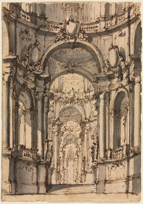 Design for a Stage Set: Interior of a Palace with Arcades — Giovanni Battista III Natali