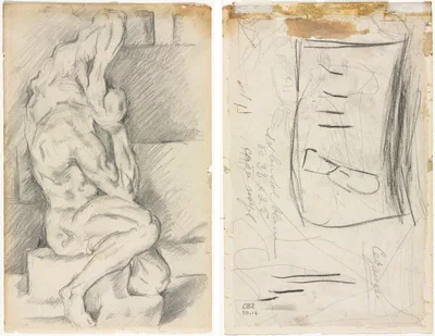 Sketch of Anatomical Sculpture (recto) Sketch of Madame Cézanne (verso) — Paul Cézanne