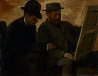 Paul Lafond and Alphonse Cherfils Examining a Painting — Edgar Degas