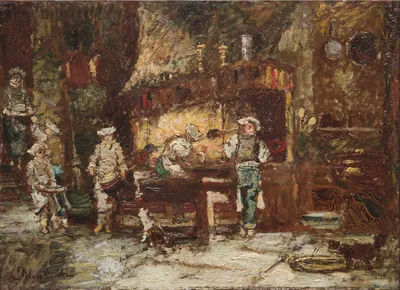 The Kitchen of the Rôtisserie des Deux Paons — Adolphe Joseph Thomas Monticelli