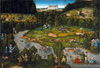 Hunting near Hartenfels Castle — Lucas Cranach the Younger