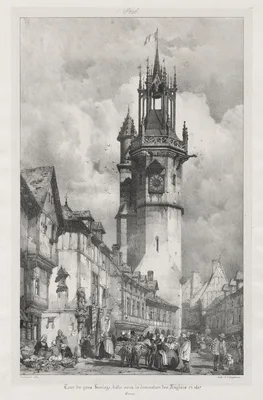 Voyages pittoresques et romantiques dans l'ancienne France,  Normandie:  Tour du Gros-Horloge, Evreux — Richard Parkes Bonington