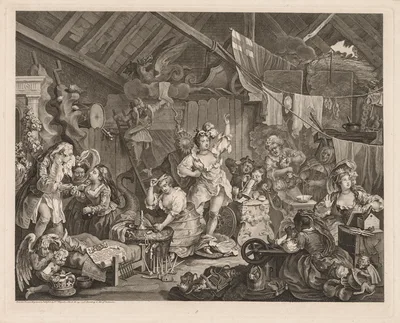 Strolling Actresses Dressing in a Barn — William Hogarth