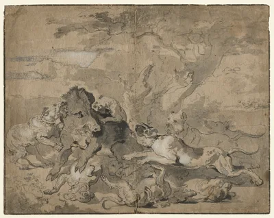 Boar Hunt — Abraham Hondius