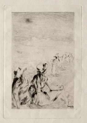 On the Beach at Berneval — Pierre-Auguste Renoir