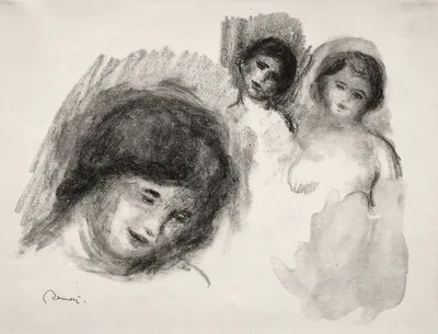 Stone with Three Sketches — Pierre-Auguste Renoir